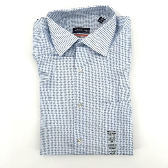 Van Heusen stain shield regular fit dress shirt in mist pattern Size M - Picture 1 of 4